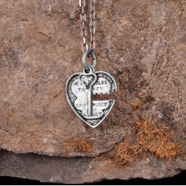 Heart Lock Necklace, Valentine's Day Gift, Key Necklace, Heart Keyed Padlock Necklace, Couples necklace set, Boyfriend gift, His And Her Necklace Heart Necklace, Minimalist Pendant, 925 Sterling Silver Necklace, Large, Sterling Silver, No Gemstone