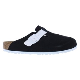Birkenstock Boston BS Suede Unisex Shoes Size 8, Color: Black/White-Black
