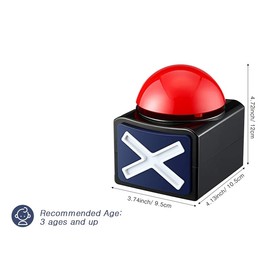 2Pcs Game Buzzer, Alarm Buttons with Sound and Light Red Game Buzzers Funny Quiz Contest Answer Button Game Show Party Props for Kids Adult Family Feud Game