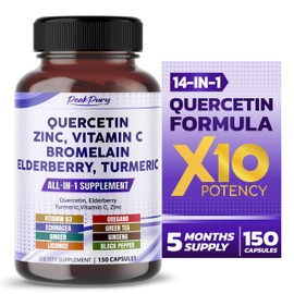 PEAKPURY Quercetin 8000mg Elderberry 6000mg Turmeric 5000mg Vitamin C 100mg Zinc 50mg - Immunity Support - Made in USA