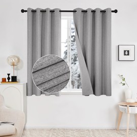 Deconovo Total Blackout Curtains, Linen Curtains&Drapes, Room Darkening Curtains for Living Room Bedroom, Grommet Top (Grey, 52x63 Inch, 2 Panels)