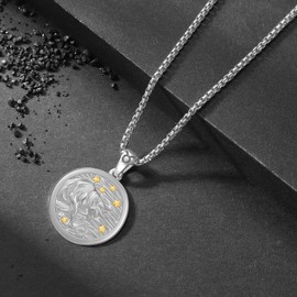 REDSUN Taurus Zodiac Sign Necklace 925 Sterling Silver 12 Constellation Chain Zodiac Sign Pendant Astrology Horoscope Pendant Zodiac Sign Necklace for Men Women (Silver)