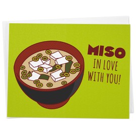 Foodie Miso Soup Valentine's Day Card for Boyfriend Girlfriend Husband or Wife- "Miso in Love With You"