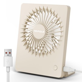 TriPole Mini Desk Fan USB Powered Portable Fan Small Personal Fan 3 Speeds Strong Airflow Table Fan for Travel Home Office Bedroom Desktop, 3.3ft Cable (No Battery, Beige)