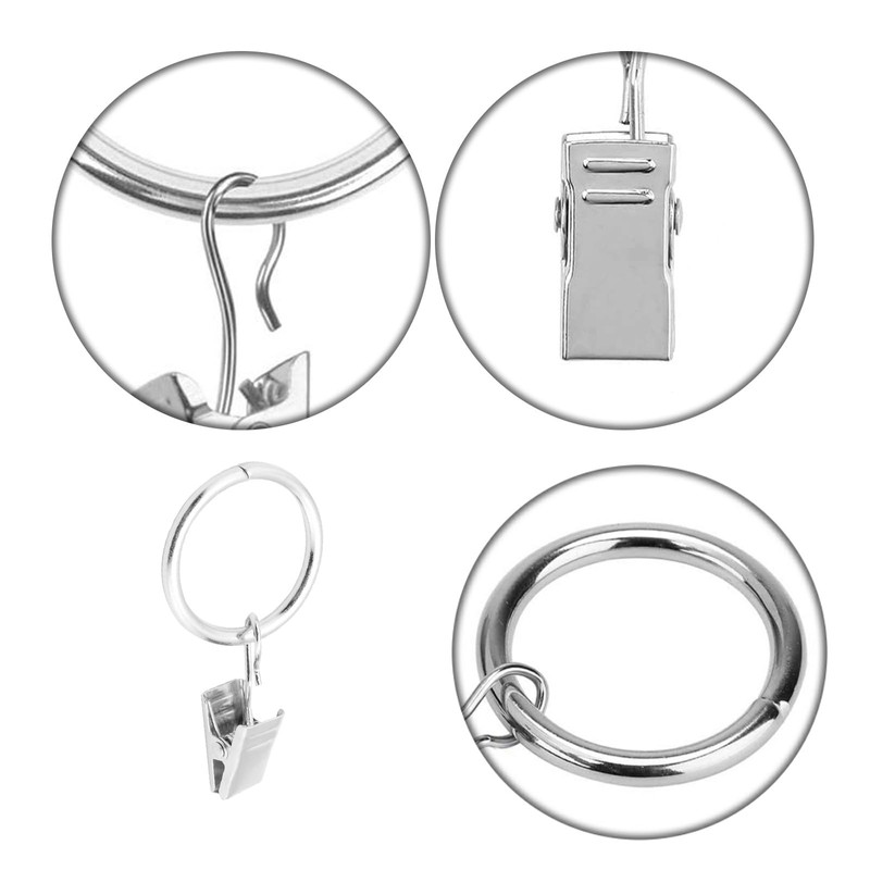 RuishiLinh 20 Pcs Curtain Clips Rustproof Metal Curtain Rings with