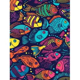 Bimkole 5D Diamond Art Kits for Adults Fish, Full Drill DIY Rhinestone Embroidery Set Paint with Diamonds Art by Number Kits Cross Stitch Home Wall Craft Decoration 12x16 Inch