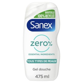 SANEX - Shower Gel Moisturising Zero % - For All Skin Types - Biodegradable and Vegan - 475ml