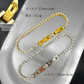 Galant Surgical Stainless Steel Bracelet, Simple, Medical Stainless Steel, Diamond CZ (Cubic Zirconia), Allergy Free, K18 Gold, Gold Plated, Silver, Hypoallergenic, Women's, Adult Delicate, Stainless