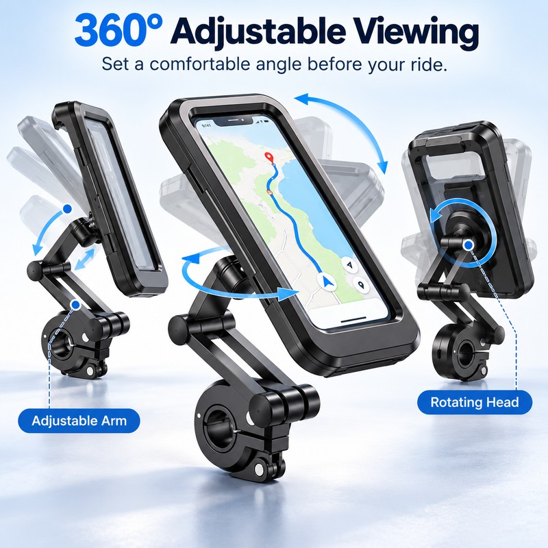 Waterproof Phone Mount for Motorcycle & Bike Navigation – 360°