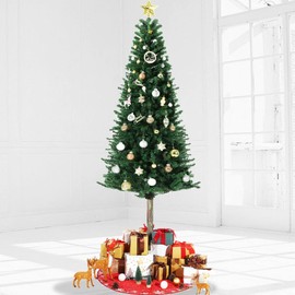 Garvee 7.5FT Christmas Tree, 7.5 ft Artificial Prelit Slim Pencil Tree with Warm White Lights & Metal Stand, Easy Assemble, Xmas Decor for Home Party Office Mall Holiday Decoration