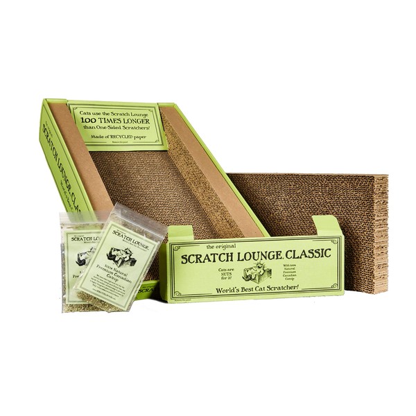 Original Scratch Lounge, XL- Reversible Cardboard Cat Scratcher with Floor