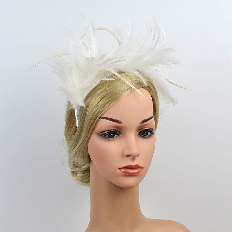 Lurrose 20s Headband Feather Headband Wedding Headpiece Vintage Party Gatsby