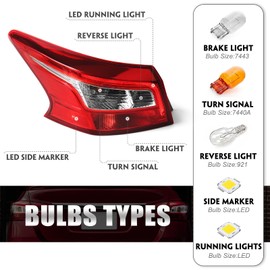 Huray Left Tail Light for Nissan Sentra 2016-2019, LED Taillight Tail lamp Rear Brake Lamp Replacement for 265553YU0A NI2804108 Driver Side LH Outer