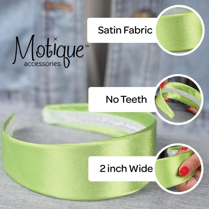 Motique Accessories Red 2 Inch Wide Satin Hard Headband with