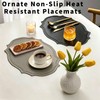 Double-Texture Faux Leather Oval Placemats Set of 6 Washable Heat
