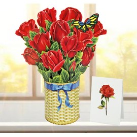 CUTPOPUP RedRose Bouquet, Birthday Card Pop Up, 3D Greeting Paper Flower Card (Bouquet of RedRose)67CA2630