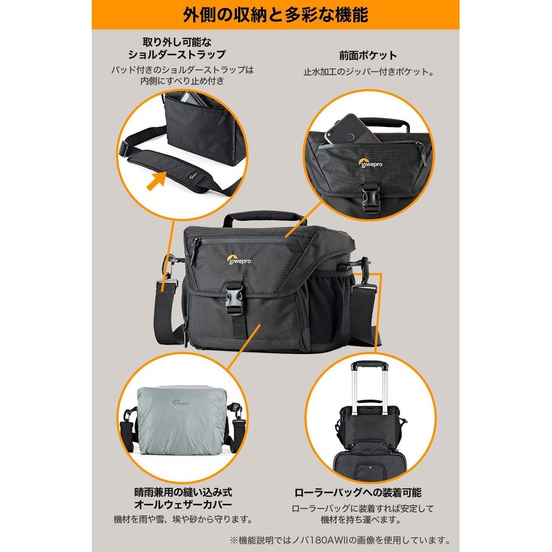 Lowepro LP37213-PKK Nova 180AW II Camera Shoulder Bag, 2.7 gal