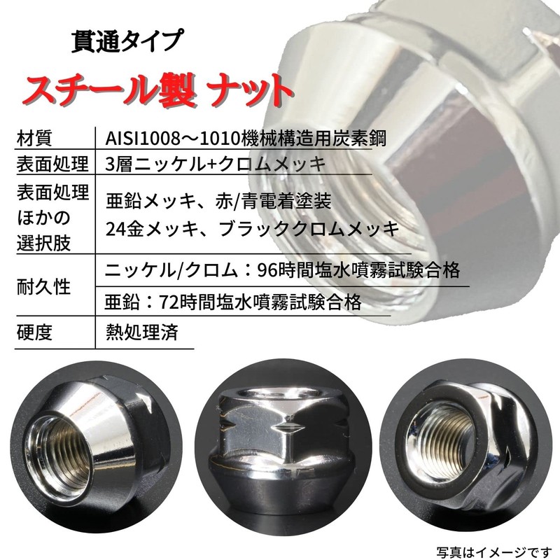 SHINSEI Wheel Nuts, Through-Hole M12 P1.25 17mm, Pack of 16