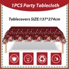 137*274cm Christmas Disposable Tablecloths,Merry Christmas Red Plaid,Snowflake,Car Xmas Tablecloth Waterproof