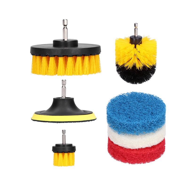 7PCS Drill Brush Scrub Pads Scouring Pad Cleaning Kit for