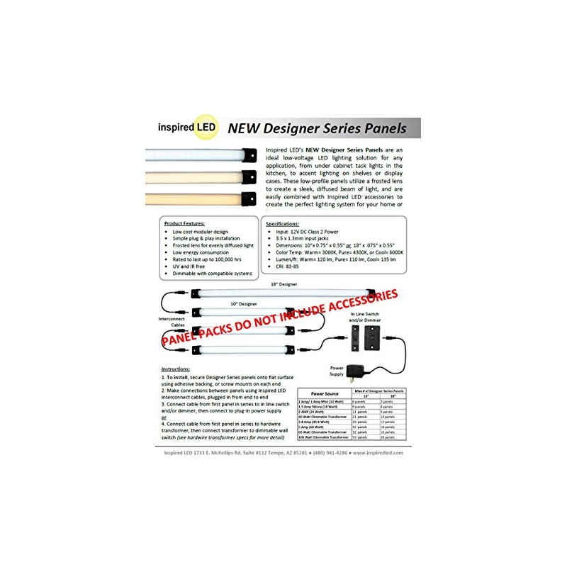 Inspired LED New Under Cabinet Lighting Designer Series 18" Panel