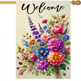 BlissYard Welcome Spring Garden Flag 12x18 Inch Double Sided Colorful Flowers Floral Spring Summer Seasonal Yard Flag Farmhouse Holiday Outside Decorations Summer Welcome Floral Garden Flag