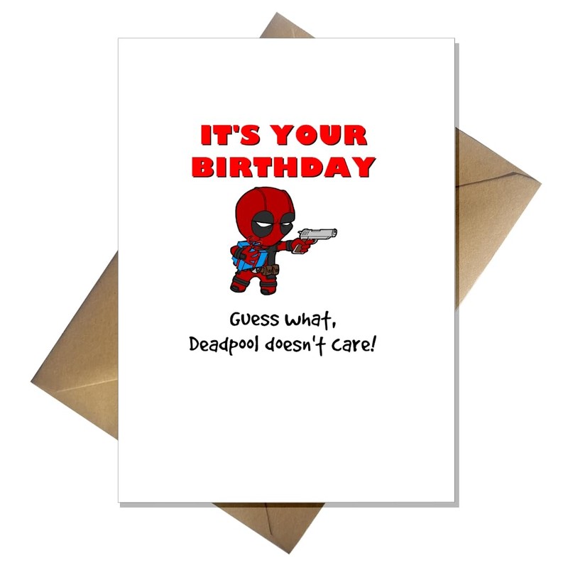 Funny Deadpool Birthday Card - Mr Pool Doesn't Care That