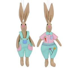 Gisela Graham Fabric Easter Bunny Decorations Set of 2