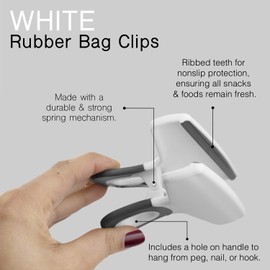 COOK WITH COLOR Chip Bag Clips Set of 4 Food Clips, 5 Inches Wide Heavy Duty Chip Clips, Large Bag Clips for Food Storage with Air Tight Seal Grip for Bread Bags, Snack Bags and Food Bags - (White)