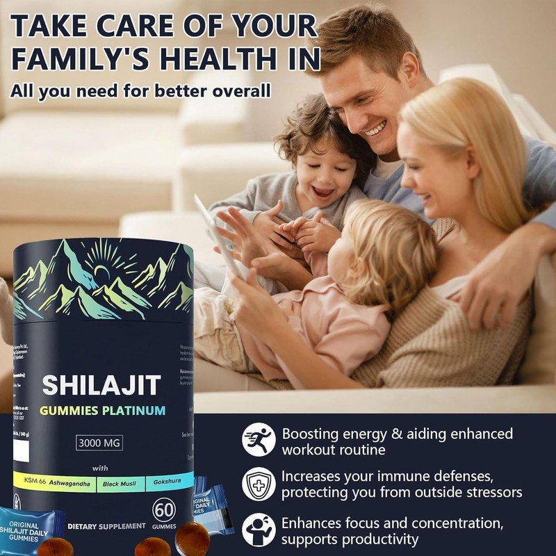 100% Shilajit Gummy Platinum-Shilajit Gummies, Pure Himalayan Platinum Shilajit 3000mg