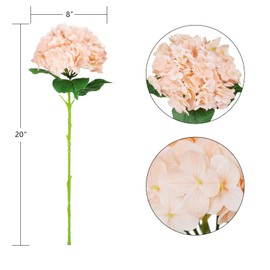 Fake Light Pink Hydrangea Artificial Flowers Bouquet 3pcs Real Touch Silk Fake Hydrangeas Heads with 176 Petals and Stems Faux Hydrangeas Blush Flowers for Table Centerpieces Party Floral Arrangements