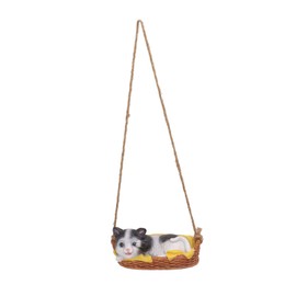 Cat Figurine Resin Kitten Statue Hanging Ornament Home Decoration for Outdoor Garden Lovely Realistic Animal Sculpture Durable Weatherproof Gift Idea (Black White Cat)