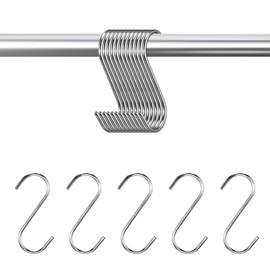 XiangSKY 15 Pack S Hooks for Hanging Shaped Heavy Duty Hanging Sturdy Metal Hooks, Stainless Steel S-Shaped Hooks, for Hanging at Kitchen Bathroom Bedroom Living Room and Office