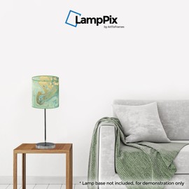 LampPix 10 Inch Table Lamp Shade - Marble Green Canvas Desk Lampshade (Spider Fitting)