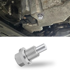 PACLVIO M14×1.5 Magnetic Oil Drain Plug, Transmission Drain Plug, Aluminum Oil Pan Sump Drain Nut Bolt Screw Repair Kit with Crush Washer Gaskets, Oil Pan Screw for Ford Hyundai Civic Odyssey (Silver)