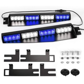 32-LED Emergency Hazard Warning Strobe Beacon Visor Lights with 26 Flash Patterns for Windshield Auto Interior LightingLight Color: Amber