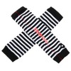 Black White Stripes Knitted Long Gloves Winter Over Elbow Mittens