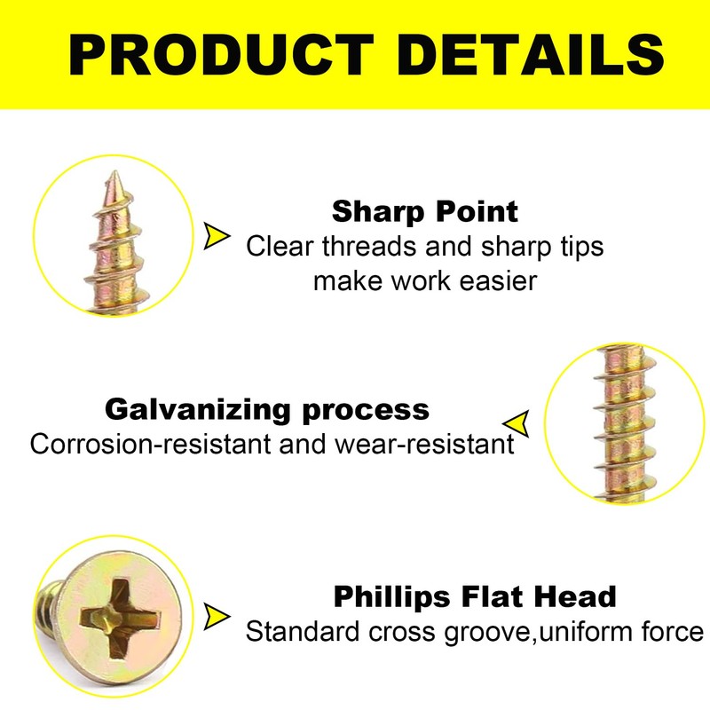 100pcs Wood Screws,Flat Head Screws for Wood, Zinc Galvanized Small