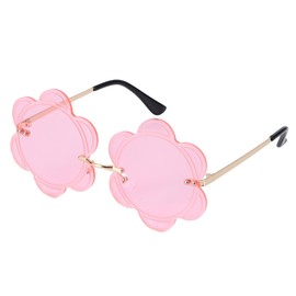 Dazzleimart Flower Shape Sunglasses Retro Trendy Fun Sunglasses for Women Men Christmas Decorations Party Favor (Flower Pink)