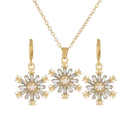Auriselle Damen Schmuckset Schneeflocke Strassfassung Ohrringe Halskette 2 Stück Frauen Schmuck mit Cubic Zirkonia Hochzeit Geschenke für Frauen Ladies