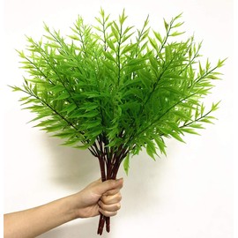 PASYOU Artificial Fern Plants, Plastic Shrubs Fake Bushes Grass Shrub Greenery Leaves Bush Home Indoor Outdoor Garden Party Verandah Wedding Décor DIY Table Arrangement Decoration Planter Filler 2 Pcs