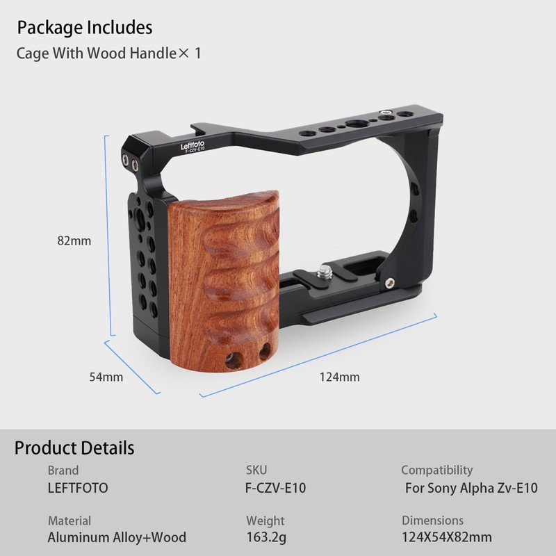 Leftfoto Upgrade Metal Cage With Wood Handle For Sony α