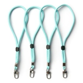 trage.band® Short Adjustable Wrist Strap with Carabiner Hook, Pack of 4, White/Blue