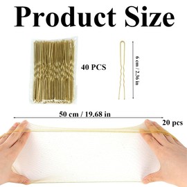 20pcs Invisible Hair Nets for Buns with 40pcs U Shape Pins Blonde Ballet Hairs Net Elastic Edge Mesh and 6cm Hair Bun Pins for Women Girls Ballet Bun Maker Dance
