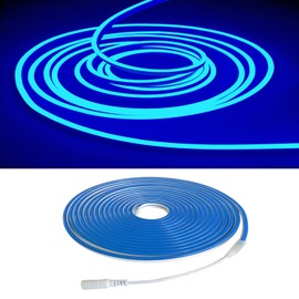 dobestyou Blue Neon LED Strip Lights, 16.4ft 12V DC 600 SMD2835 LEDs Waterproof Flexible Rope Light for Indoor & Outdoor Home Decoration (Power Adapter Not Included)