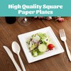PLMMOUT 150 Pack Square Paper Plates, 8 Inch Compostable Plates,