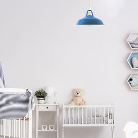LEDSone Metal Retro Ceiling Lamp Shade Easy Fit Light Pendant 40CM Blue Modern Ceiling Lighting Shade for Bedroom Industrial E27 Rustic Light Shade Ceiling Pendant Hanging Light