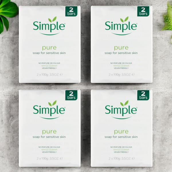 4 Twin Pack Simple Soap - Gently Cleanse and Purify