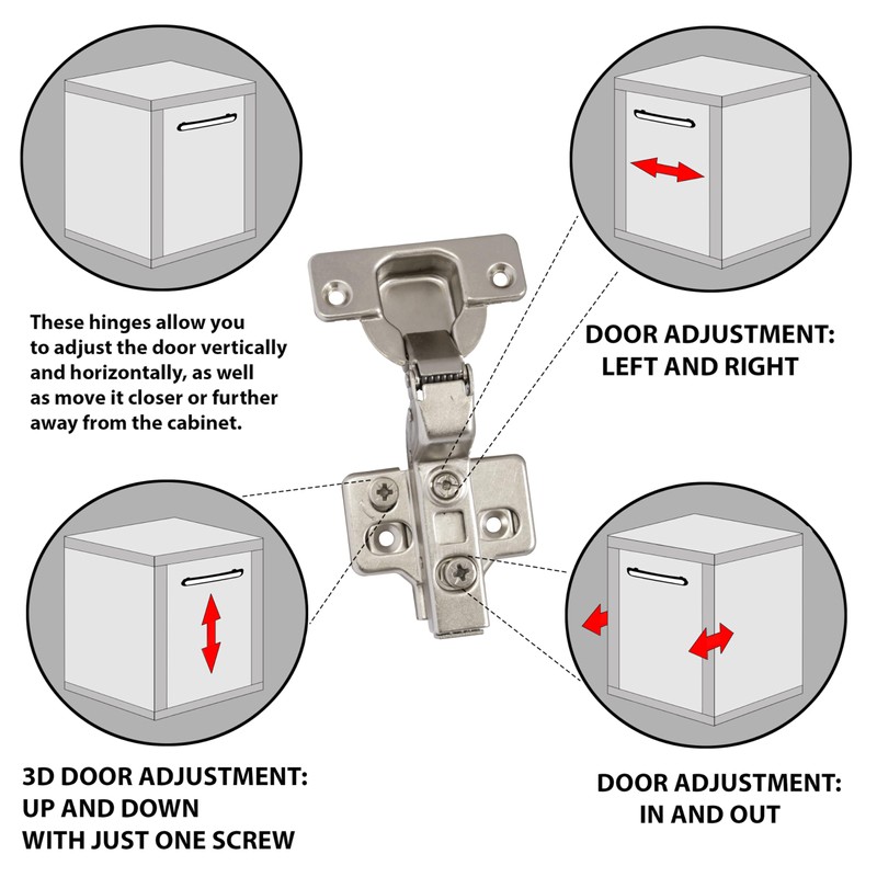 AERZETIX: 4 Invisible 110° Hinges with Shock Absorbing 3D Clip