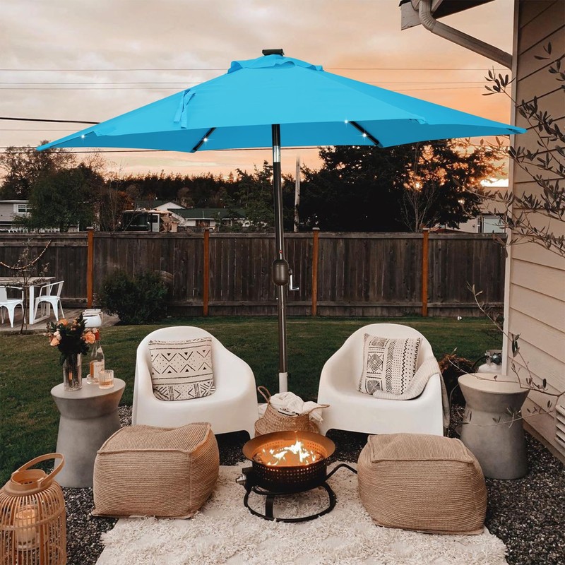 Blissun 7.5 ft Solar Umbrella 18 LED Lighted Patio Umbrella